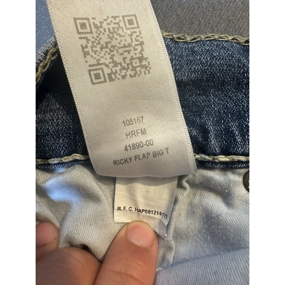 True Religion Jeans Mens 31x32 Light Wash Ricky Relaxed Straight Flap Big Tag